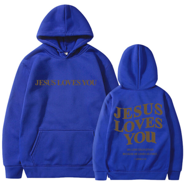 Brushed Hoody Back Letter Print Hooded Sweater - Image 8