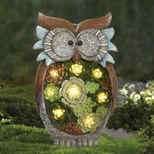 Solar Owl Led Light Outdoor Decorative Light Courtyard Decoration Resin Crafts Courtyard Lawn Night View Gift Lighting Decoration - Image 4