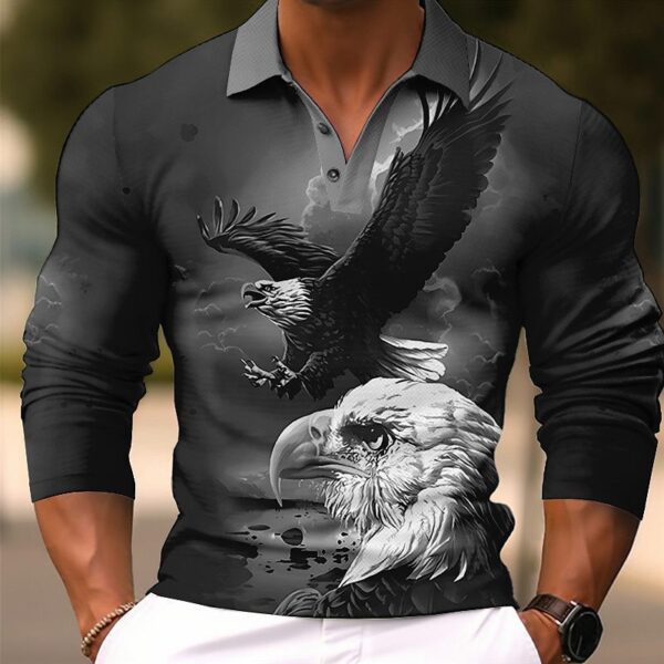 Autumn Fashion Polo Collar Button Animal Print Long Sleeve - Image 2