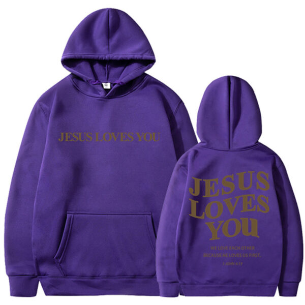 Brushed Hoody Back Letter Print Hooded Sweater - Image 7