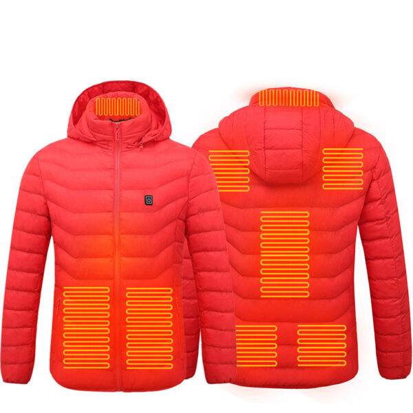 Men Heated Puffer Jacket Electric Heating Coat Insulated Hood Windbreaker 9Heat Zones - Image 2