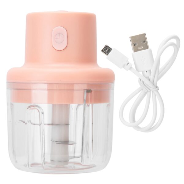 250ml Pink Electric Meat Grinder Food Chopper Mini Kitchen Shredder USB Charging